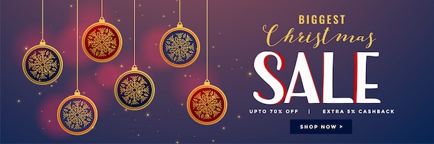 Hanging christmas balls decoration sale banner design