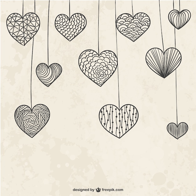 Free Vector hanging doodle hearts