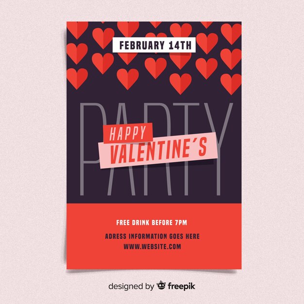 Hanging hearts valentine party poster