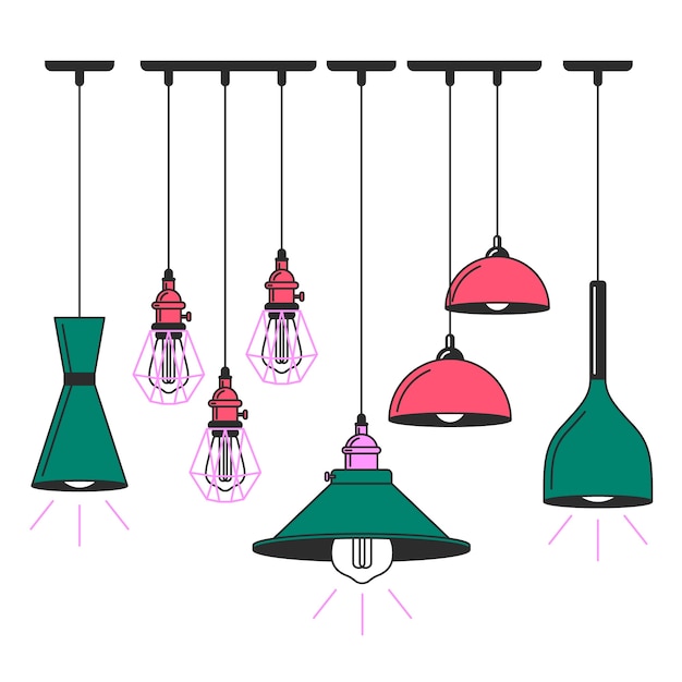 Free Vector hanging lamp concept illustration