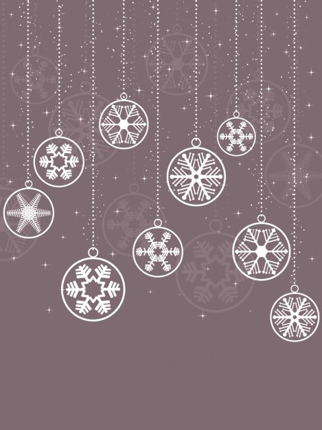 Hanging snowflake baubles background