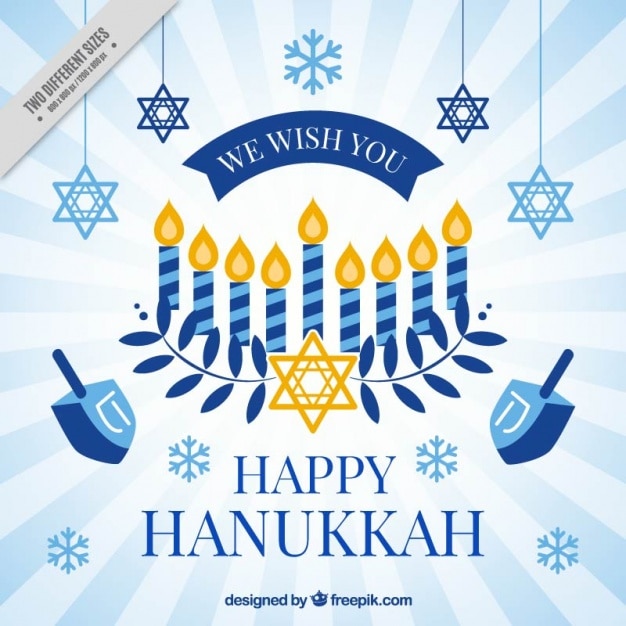 Hanukkah background with snowflakes and stars