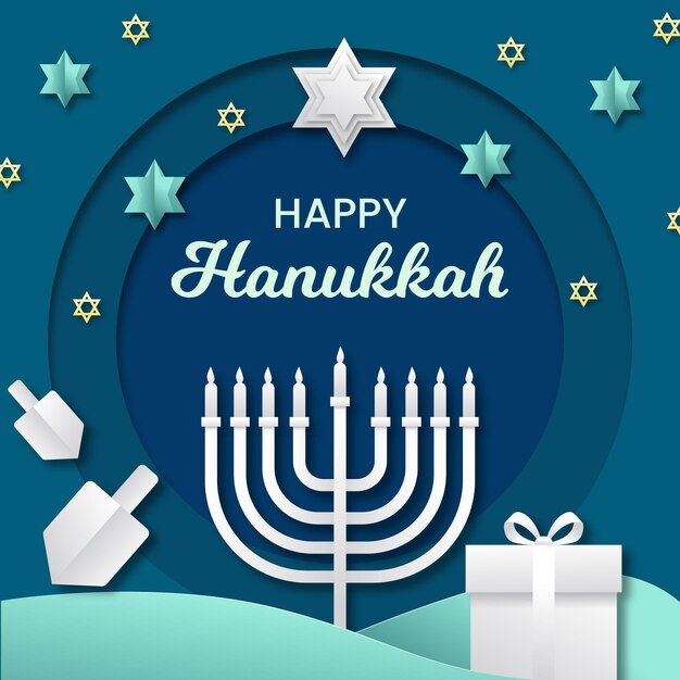 Hanukkah concept in paper style