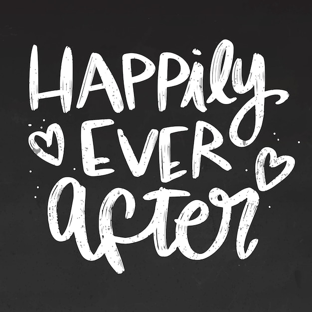 Free Vector happily ever after lettering on blackboard