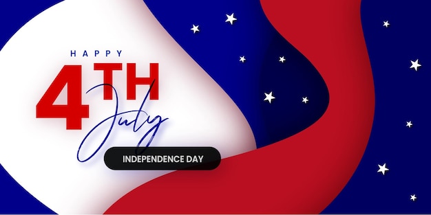 Happy 4th of July USA Independence Day Red Blue White Poster Banner Free Vector