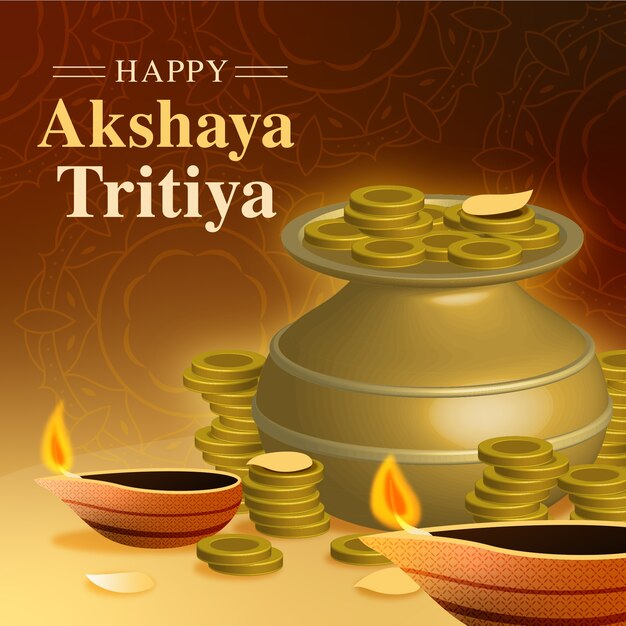 Happy akshaya tritiya pot and candles