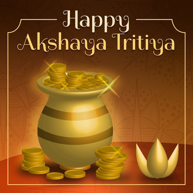 Happy akshaya tritiya vase and coins