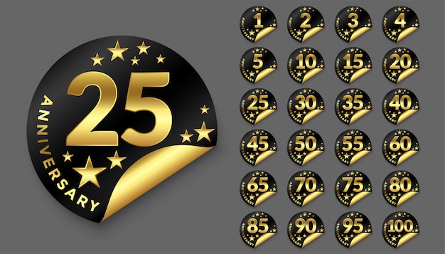 Free vector happy anniversary logotype golden badges big collection