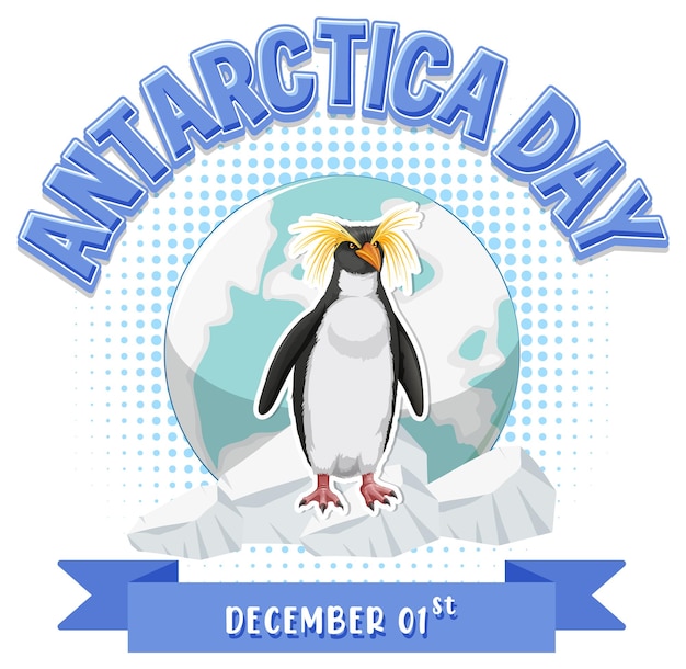 Free vector happy antarctica day poster design