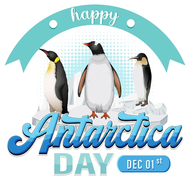 Free vector happy antarctica day poster design