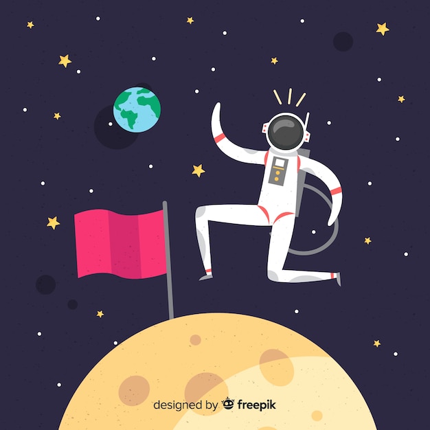 Happy astronaut character with flat design