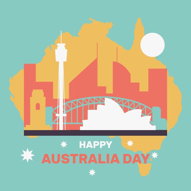 Happy australia day with famous city