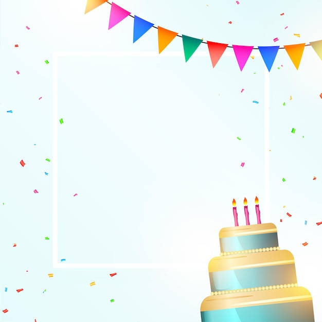 Free Vector happy bday empty frame background with party cake design