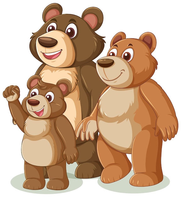 Free Vector happy bear family illustration