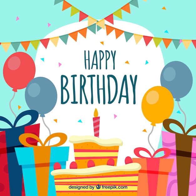 Happy birthday background in flat design