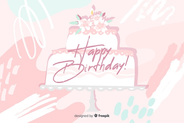 Happy birthday background in hand drawn style