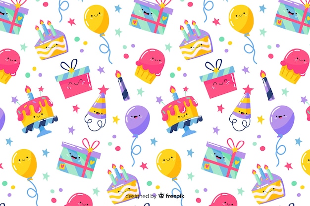 Free vector happy birthday background in hand drawn style