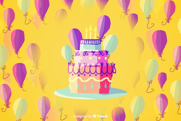 Free Vector happy birthday background in watercolor style