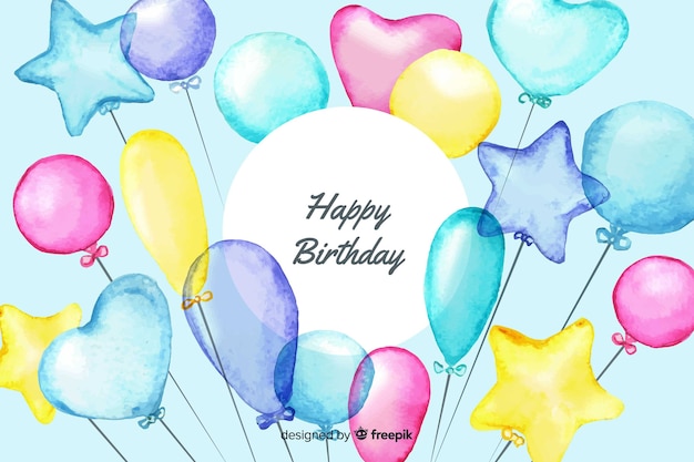 Free Vector happy birthday background in watercolor style