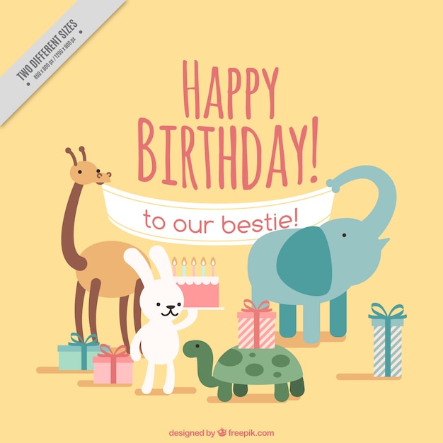 Happy birthday background with cute animals