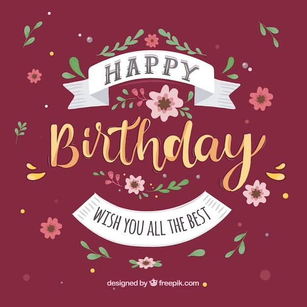 Free Vector happy birthday background with flowers