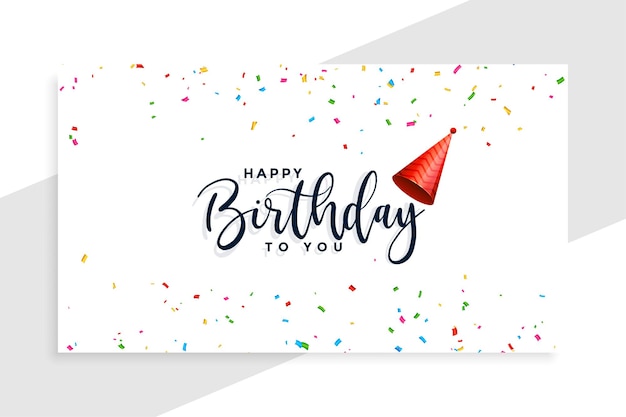 Free vector happy birthday cap with confetti card