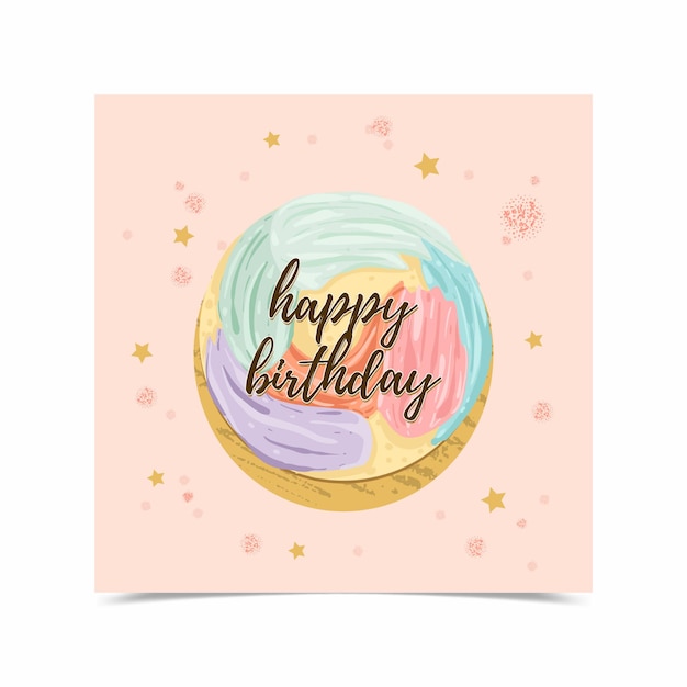 Happy birthday card decorated with cake pictures