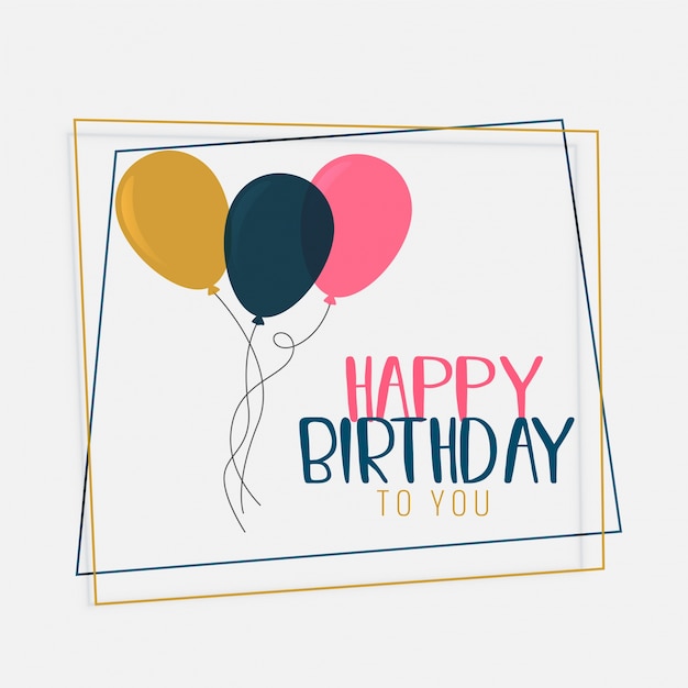 Free Vector happy birthday card design with flat color balloons