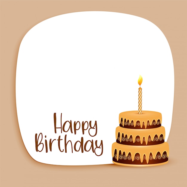 Free Vector happy birthday card design with text space and cake