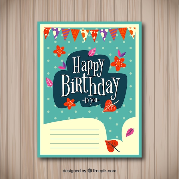 Happy birthday card in flat style