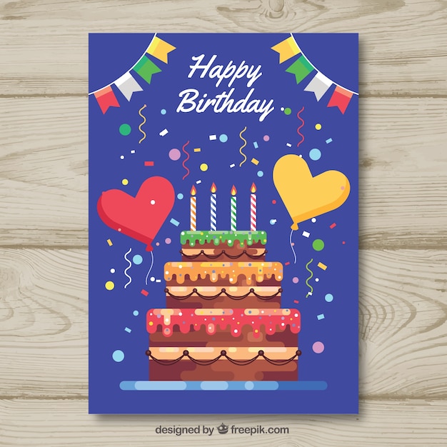 Happy birthday card in flat style