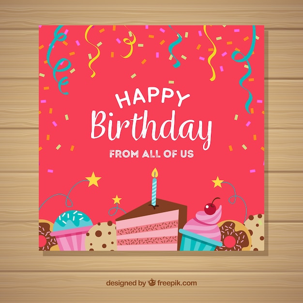 Happy birthday card invitation in flat style