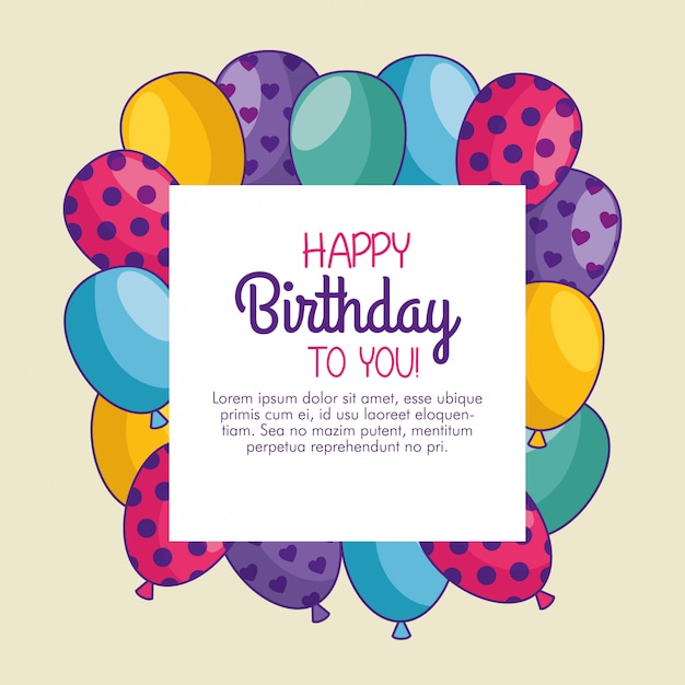 Free Vector happy birthday card with balloons decoration