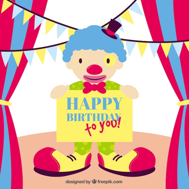 Free Vector happy birthday card with a clown