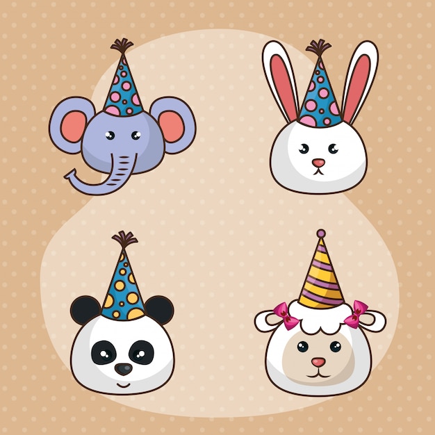 happy birthday card with cute animals