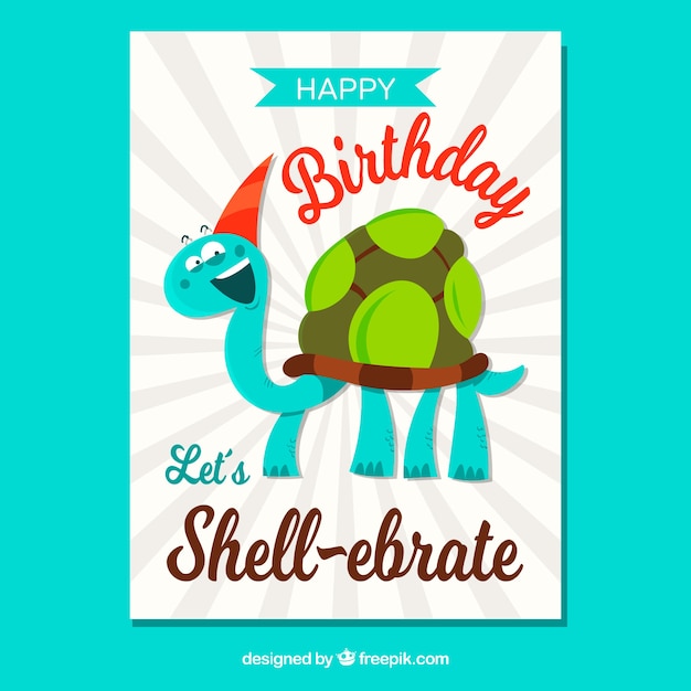 Free Vector happy birthday card with illustration