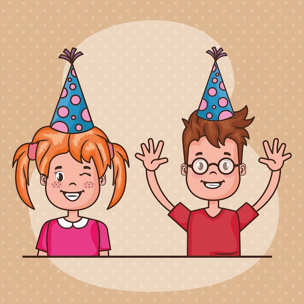 Free Vector happy birthday card with little kids