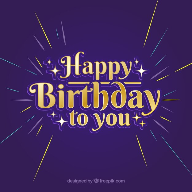 Happy birthday card with typography in flat style