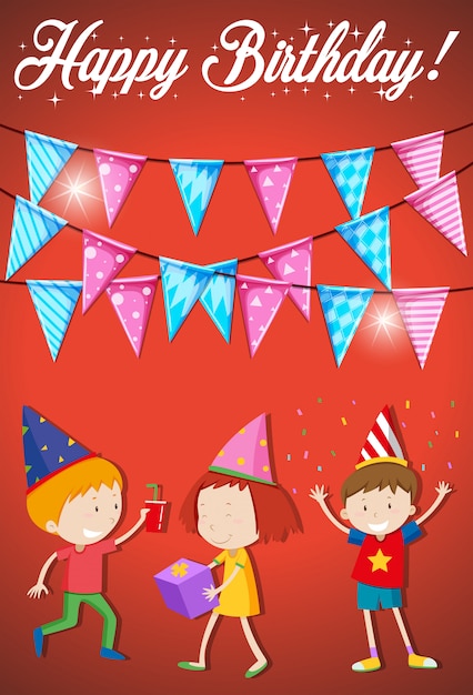 Happy birthday card with young kids