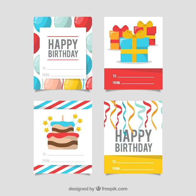 Free Vector happy birthday cards collection