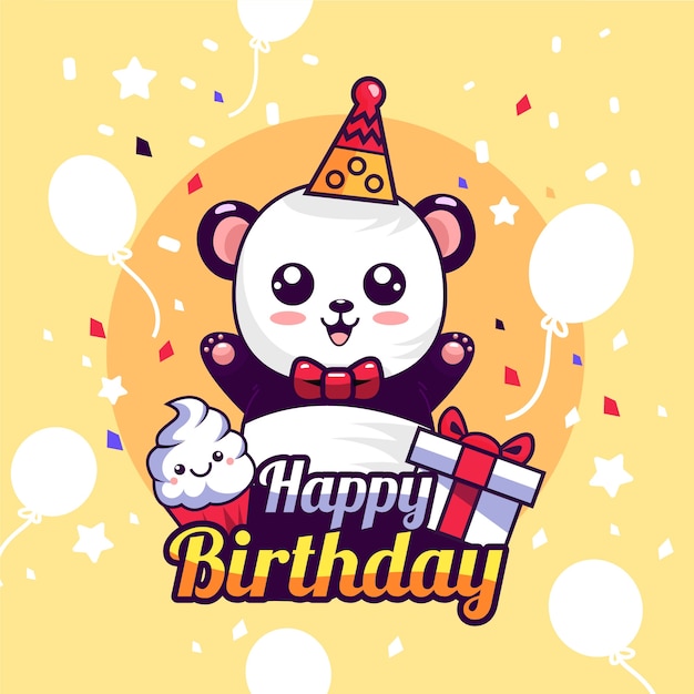 Free Vector happy birthday cartoon illustration