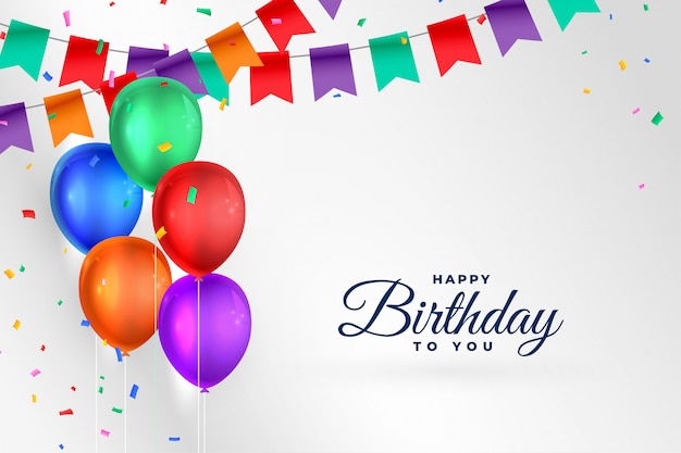 Free vector happy birthday celebration background with realistic balloons