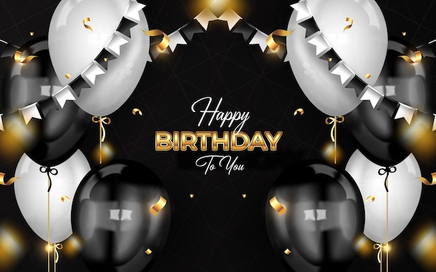 Happy birthday celebration background with realistic balloons