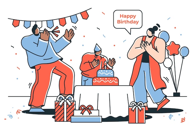 Free vector happy birthday concept illustration