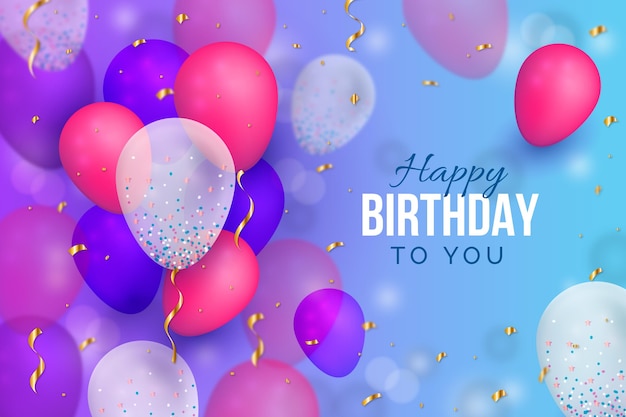 Happy birthday design background with realistic balloons