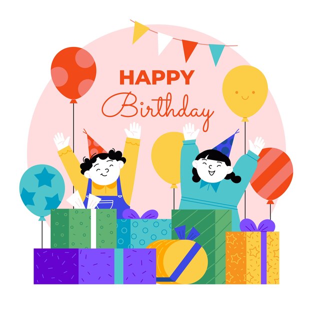 Happy birthday flat design illustration