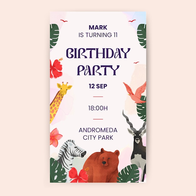 Free Vector happy birthday instagram story template design