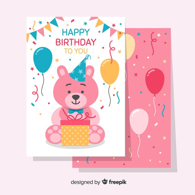 Happy birthday invitation template in flat style