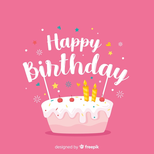 Happy birthday lettering on pink background