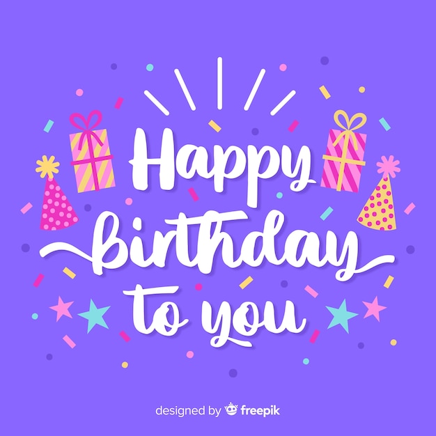 Happy birthday lettering with elements